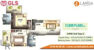 Gls Arawali Homes Floor Plan 2 BHK Type 2