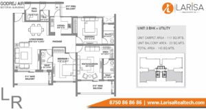 Godrej Air Floor Plan 3BHK + Utility