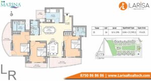 M3M The Marina Floor Plan 3 BHK 3