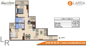MRG World The Balcony Floor Plan 2 BHK Type A