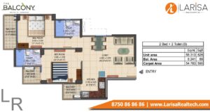 MRG World The Balcony Floor Plan 2 BHK Type B