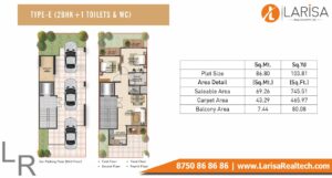 Signature Global Park Floors Floor Plan 2 BHK+1 Type E