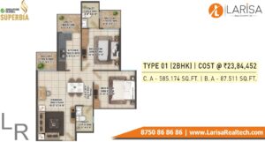 Signature Global Superbia Floor Plan 2BHK Type1