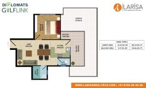 Diplomats Golf Link Floor Plan 1 BHK TYPE 2