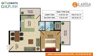 Diplomats Golf Link Floor Plan 1BHK TYPE 3(B)