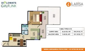 Diplomats Golf Link Floor Plan 1BHK TYPE 4(T)