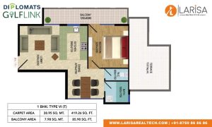 Diplomats Golf Link Floor Plan 1BHK TYPE 6(T)