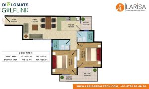 Diplomats Golf Link Floor Plan 2BHK TYPE 10