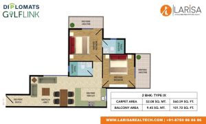 Diplomats Golf Link Floor Plan 2BHK TYPE 11