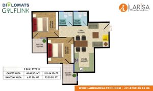 Diplomats Golf Link Floor Plan 2BHK TYPE 3