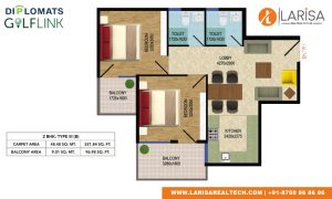 Diplomats Golf Link Floor Plan 2BHK TYPE 3(B)