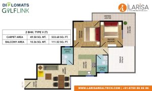 Diplomats Golf Link Floor Plan 2BHK TYPE 5(T)