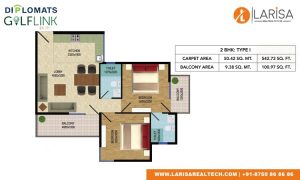 Diplomats Golf Link Floor Plan 2BHK TYPE1