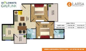 Diplomats Golf Link Floor Plan 2bhk type 4
