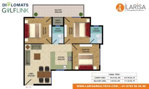 Diplomats Golf Link Floor Plan 3BHK TYPE 1