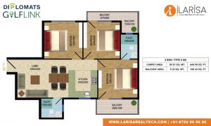 Diplomats Golf Link Floor Plan 3BHK TYPE 2(M)