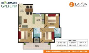 Diplomats Golf Link Floor Plan 3BHK TYPE 3