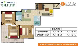 Diplomats Golf Link Floor Plan 3BHK TYPE 4