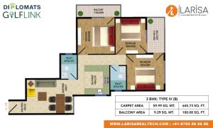 Diplomats Golf Link Floor Plan 3BHK TYPE 4(B)