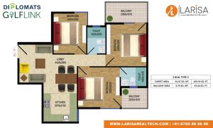 Diplomats Golf Link Floor Plan 3BHK TYPE 5