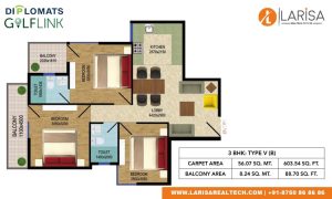 Diplomats Golf Link Floor Plan 3BHK TYPE 5(B)