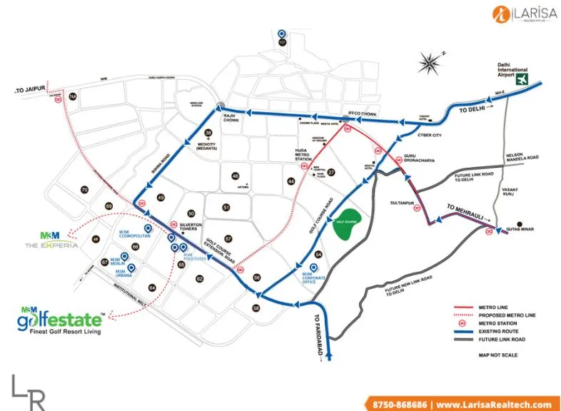 m3m golf estate location map