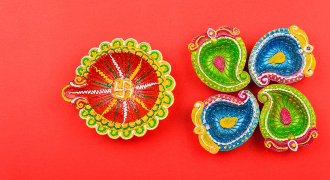 Navratri Decoration with diyas and tealight