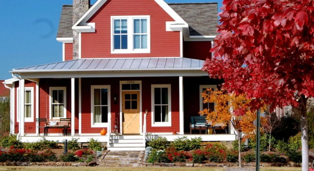 red and white house colour combination 