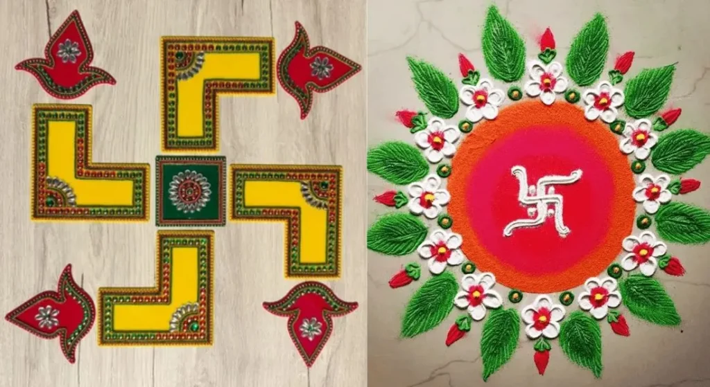 simple Rangoli  and easy design for swastik