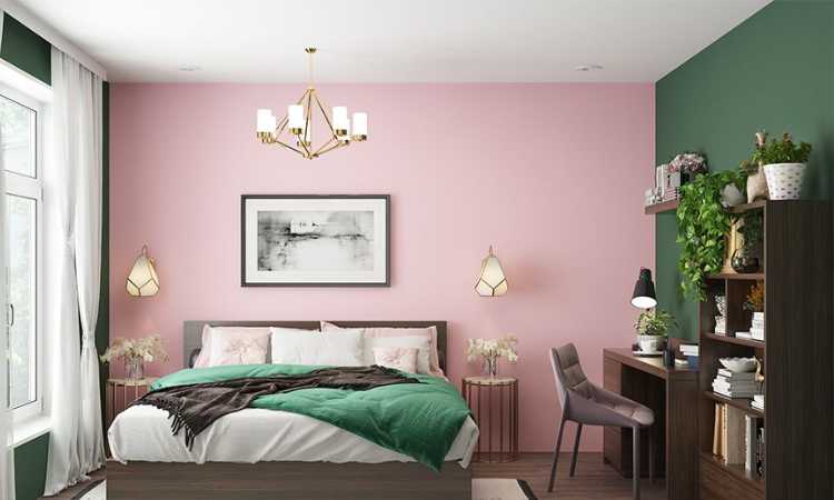 pink two colour combination for bedroom walls